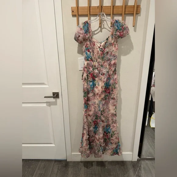 Sherri Hill Floral Maxi Dress - Pink and Green - Picture 3 of 9